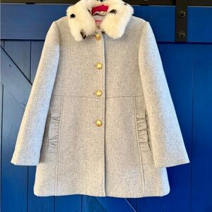 Crewcuts Gray Wool Coat with Faux Fur Collar, size 10